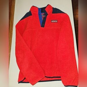 Vineyard Vines The Shep Shirt Fleece Pullover 1/4 Snap Red Navy Blue SMALL